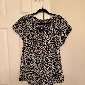 Women's Black and White Leopard Print Top